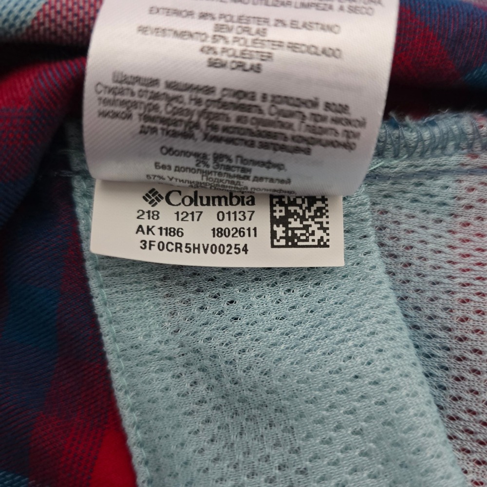 Columbia Women's High Bridge Lane EXS Plaid Button Down Flannel Shirt Red Blue L - Picture 11 of 16